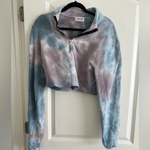 Tie dye Soul Cycle cropped half zip